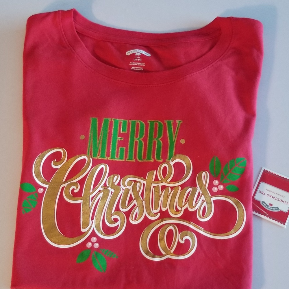 Merry Christmas gold print tshirt